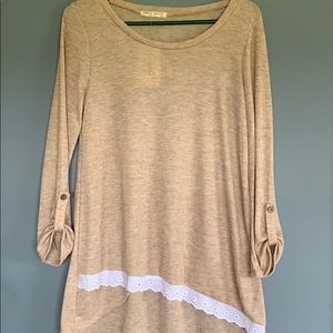 3/4 sleeve tan shirt, NWT